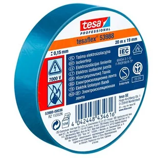 Tesa Taśma elektroizol.5000v pcw 20m:19mm niebieska(h5394877) H5398836 - Taśmy izolacyjne i naprawcze - miniaturka - grafika 1