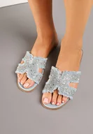 Klapki i japonki damskie - Niebieskie Klapki Vices z Geometryczną Cyrkoniową Cholewką Melozia - miniaturka - grafika 1