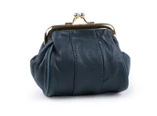 Portfele - Portmonetka na bigiel skórzana niebieska - miniaturka - grafika 1