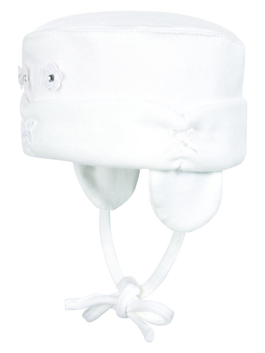Dziewczęca czapka wiązana biała Doll r.41