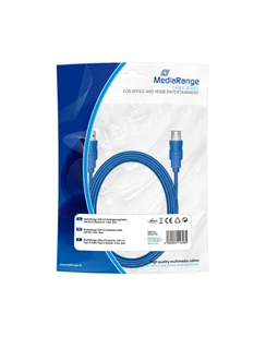 Kabel USB 3.0 MediaRange MRCS145 AM/BM, 1,8m, niebieski - Kable komputerowe i do monitorów - miniaturka - grafika 1