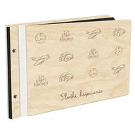 Albumy fotograficzne - Album Na Zdjęcia Dla Dziecka Dla Chłopca Z Autkami I Samolotami Słodki Księciunio W Drewnianej Oprawie Z Czarnymi Kartami Z Grawerem - miniaturka - grafika 1