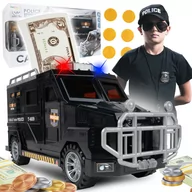 Samochody i pojazdy dla dzieci - Sejf Skarbonka Auto Policja na Monety i Banknoty PIN - miniaturka - grafika 1