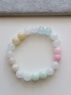 Bransoletki - CIENIOWANA WIELOKOROWA BRANSOLETKA NA GUMCE Z KAMIENIEM JADEIT KAMIEŃ 10mm - miniaturka - grafika 1