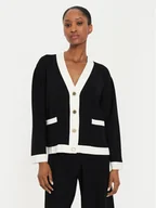 Swetry damskie - Kontatto Kardigan 3M0258 Czarny Regular Fit - miniaturka - grafika 1