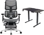 Fotele gamingowe - Fotel Diablo Chairs BRAVE Fotel biurowy ergonomiczny V-KINETIC czarny + EGON 1100 Orzechowe 110 cmx60 cm - miniaturka - grafika 1