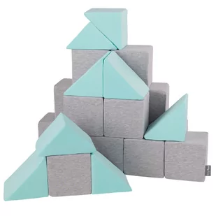 KiddyMoon Miękkie klocki 14cm mix: jasnoszary-miętowy 24 - Maty edukacyjne - miniaturka - grafika 1