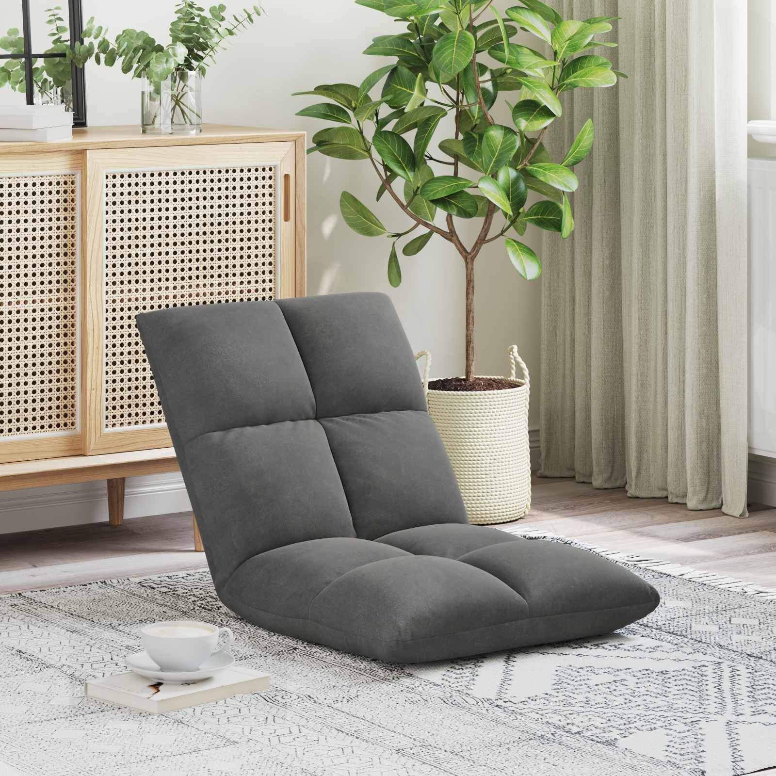 vidaXL vidaXL Krzesło na podłogę Ciemnoszary 50 x 61 x 57 cm Aksamit
