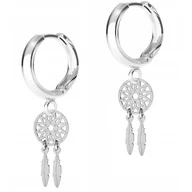 Kolczyki - Kolczyki Srebrne Łapacze Snów z Piórkami Gwiazdki Pióra Piórka SREBRO 925 - miniaturka - grafika 1