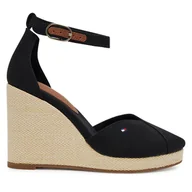 Półbuty damskie - Półbuty Tommy Hilfiger Flag High Wedge Espad Closed Toe FW0FW08494 Czarny - miniaturka - grafika 1
