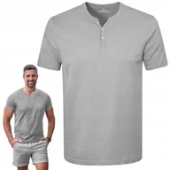 Koszulki męskie - T-SHIRT Męski Koszulka w Serek SZARA Bawełniana NOEL L Pako Jeans - miniaturka - grafika 1