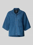 Bluzki damskie - Bluzka jeansowa o kroju relaxed fit z kieszenią na piersi - miniaturka - grafika 1