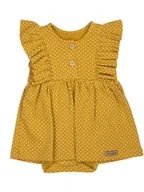 Body dla niemowląt - Niemowlęca sukienko-body krótki rękaw w kropeczki żółte Nicol,r.56 - miniaturka - grafika 1