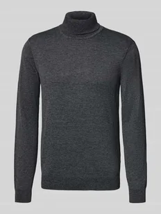 Sweter z wywijanym kołnierzem i detalem z logo - Swetry męskie - miniaturka - grafika 1