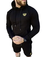 Dresy męskie - Komplet dresowy męski czarny bluza+krótkie spodenki Furia - miniaturka - grafika 1