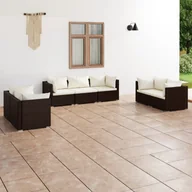 Meble ogrodowe - 7-cz. zestaw wypoczynkowy do ogrodu, poduszki, rattan PE, brąz - miniaturka - grafika 1