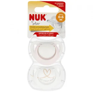 NUK Smoczek silikonowy 0-6m Star różowo-biały op.2 szt. - Smoczki uspokajające - miniaturka - grafika 1