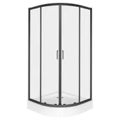 Kabiny prysznicowe - Kabina prysznicowa z brodzikiem Aruba 90 BL szkło transparentne 5 mm profile czarne KERRA - miniaturka - grafika 1
