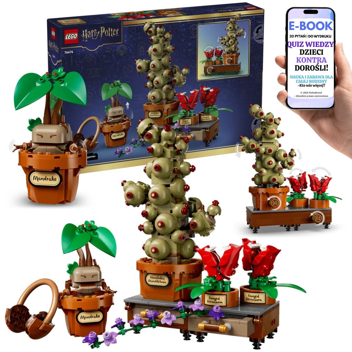 LEGO Harry Potter Rośliny Zielarstwa Dekoracja (76474) + E-BOOK-2