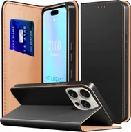 Etui i futerały do telefonów - Etui z Klapką do Apple iPhone 16 Pro Skórzane, Zamykane, Czarne, Kabura - miniaturka - grafika 1