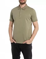 Koszulki męskie - Replay Męska koszulka polo z krótkim rękawem z bawełny, zielona (Asteroid 574), L, asteroid 574, L - miniaturka - grafika 1