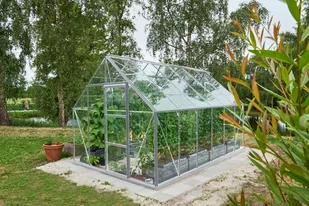 HALLS szklarnia ogrodowa Universal 128 - (9.9 m2; 2,57 x3,84 m), srebrna + baza - Szklarnie ogrodowe - miniaturka - grafika 6
