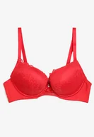 Biustonosze - Czerwony Biustonosz z Push Upem i Koronkowymi Miseczkami Berilis - miniaturka - grafika 1