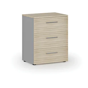 Komoda biurowa do biurka PRIMO GRAY, 740 x 600 x 420 mm, szary/dąb naturalny - Szafki biurowe - miniaturka - grafika 1
