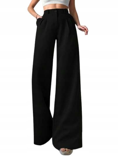 SHEIN CZARNE SPODNIE ELEGANCKIE PAŁACZO Z WYSOKIM STANEM TALL 38 1KD