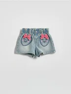 Spodnie i spodenki dla dziewczynek - Reserved - Jeansowe szorty z kokardką - niebieski - miniaturka - grafika 1