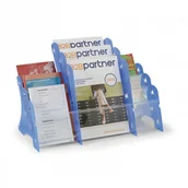 Systemy ekspozycyjne i znaki informacyjne - B2B Partner Plastikowy stojak na ulotki, stołowy, 3xA4/3xA5/3xDL, szary 11025 - tm.šedá - miniaturka - grafika 1