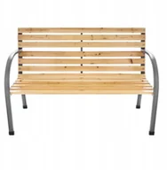 Ławki ogrodowe - Bauerkraft Ławka ogrodowa 120 cm z oparciem parkowa drewniana metalowa taras balkon - miniaturka - grafika 1