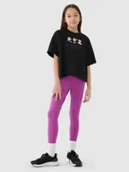 Spodnie i spodenki dla dziewczynek - 4F Legginsy dzianinowe dziewczęce - fioletowe 164 (13-14 lat) - miniaturka - grafika 1