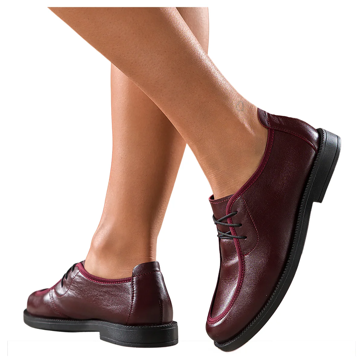 Bordowe mokasyny barefoot skórzane damskie półbuty szerokie sznurowane PRODUKT POLSKI Casu 5539-KRMVGZ
