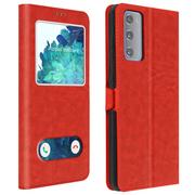 Etui i futerały do telefonów - Etui Samsung Galaxy S20 FE z podwójnym okienkiem Podstawka wideo w kolorze czerwonym - miniaturka - grafika 1