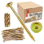 Wkręty - Wkręty ciesielskie z łbem talerzowym 8x100mm 50szt. - miniaturka - grafika 1