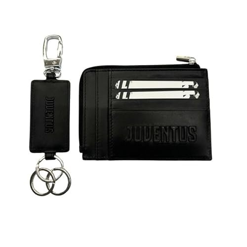 JUVENTUS Juve, zestaw etui na karty kredytowe i brelok 100% skóra 133443 męski, standardowy, czarne, Taglia unica
