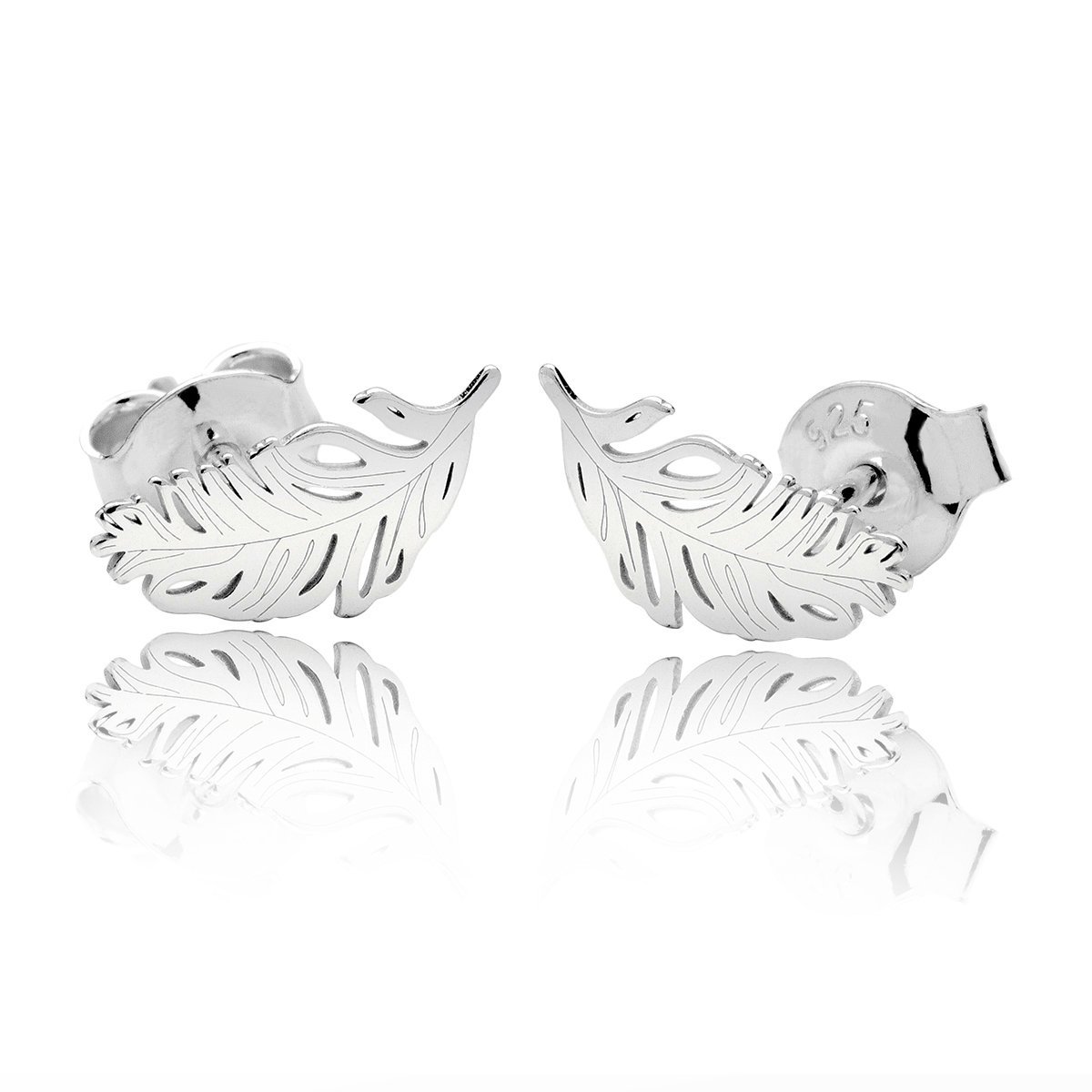 Kolczyki piórka sztyft rodowane