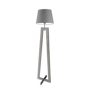 Drewniana lampa podłogowa z szarym abażurem KOS  - Lampy stojące - miniaturka - grafika 1