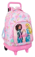 Plecaki - Safta BARBIE PAINTERLY Duży plecak na kółkach, kompaktowy, zdejmowany, idealny dla dzieci w różnym wieku, wygodny i wszechstronny, jakość i wytrzymałość, 33 x 22 x 45 cm, Różowy/niebieski, M, Casual - miniaturka - grafika 1