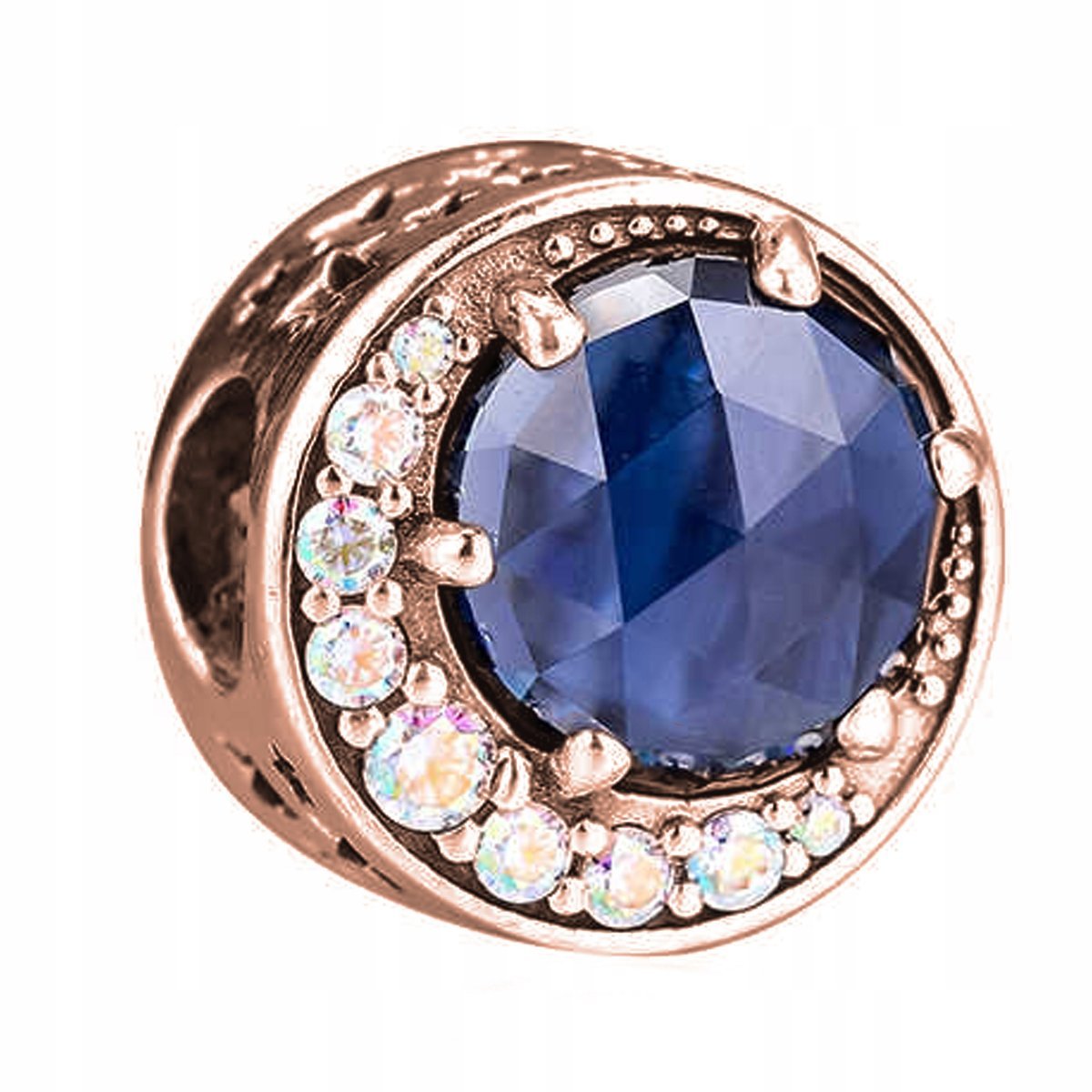 Charms Pozłacany Niebieski z Księżycem Noc Blue Moon Księżyc SREBRO 925