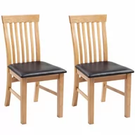 Krzesła - Krzesła do jadalni, 2 szt., skóra sztuczna i lite drewno dębowe - miniaturka - grafika 1