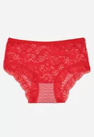 Majtki damskie - Czerwone Koronkowe Majtki Figi z Bawełny Kathrin - miniaturka - grafika 1