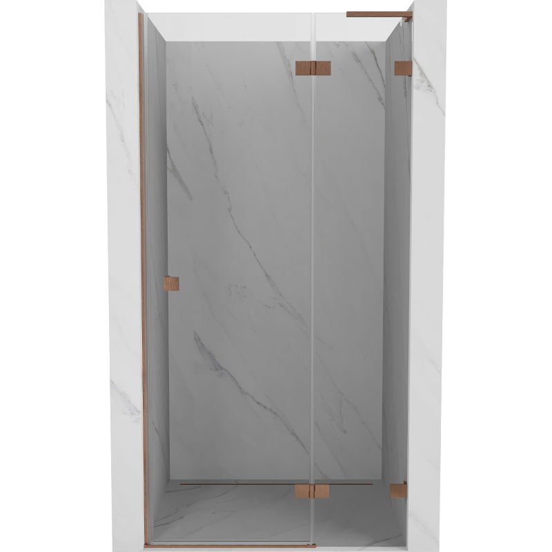 Mexen Lunar L drzwi prysznicowe uchylne prawe 125 cm, transparent, miedź szczotkowana - 834L-125-000-65-00-P
