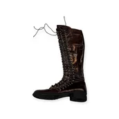 Kozaki damskie - Brązowe kozaki damskie wysokie 41 - miniaturka - grafika 1