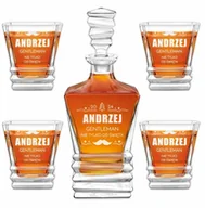 Karafki - Karafka geometric z 4 szklankami i grawerem dla gentlemana na święta - miniaturka - grafika 1