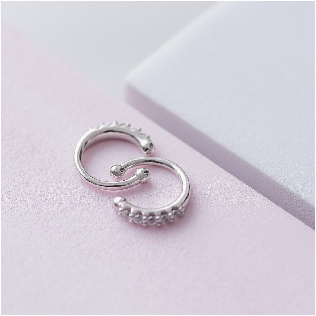 Nausznica kolczyk SREBRO 925 zaciskana srebrna CYR