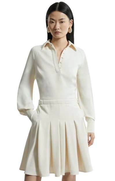 KAREN MILLEN SUKIENKA ROZKLOSZOWANA KREMOWA 38 B1C