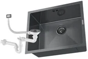 Zlewozmywaki - Granitan Zlew Podblatowy Stalowy Jedna Komora Czarny Kuchenny Metalowy BARI54 - miniaturka - grafika 1