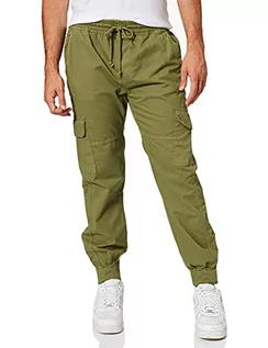 Spodenki męskie - Urban Classics Męskie spodnie wojskowe do biegania, spodnie cargo z kieszeniami bocznymi i elastycznym ściągaczem dla mężczyzn, dostępne w 2 kolorach, rozmiary S - 5XL, Newolive, XL - grafika 1